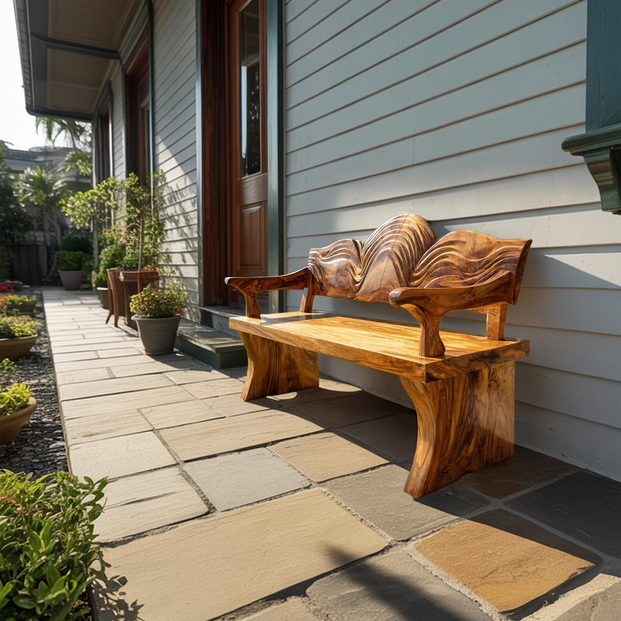 Live Edge Wooden Entryway Bench For Interior Home Decor
