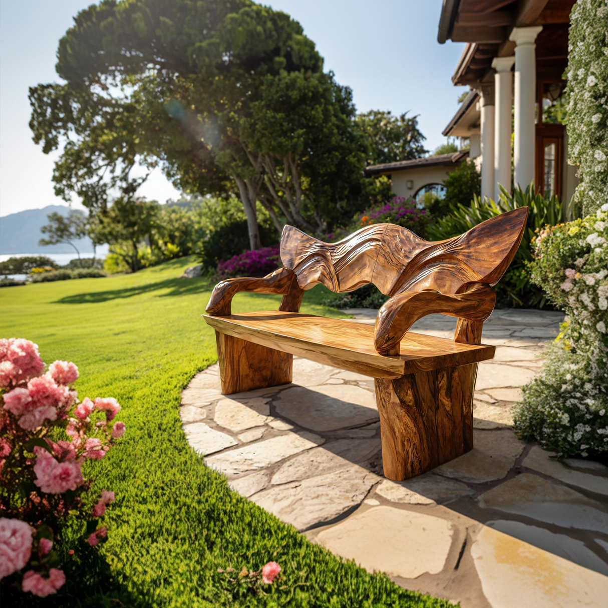 Rustic Live Edge Wood Bench For Entryway Interior Space