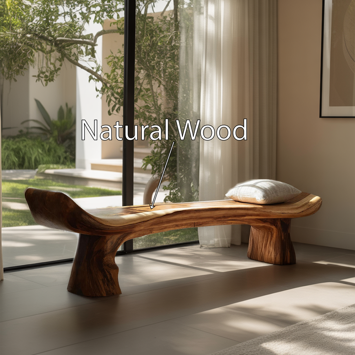 Live Edge Rustic Wood Bench For Entryway Home Decor