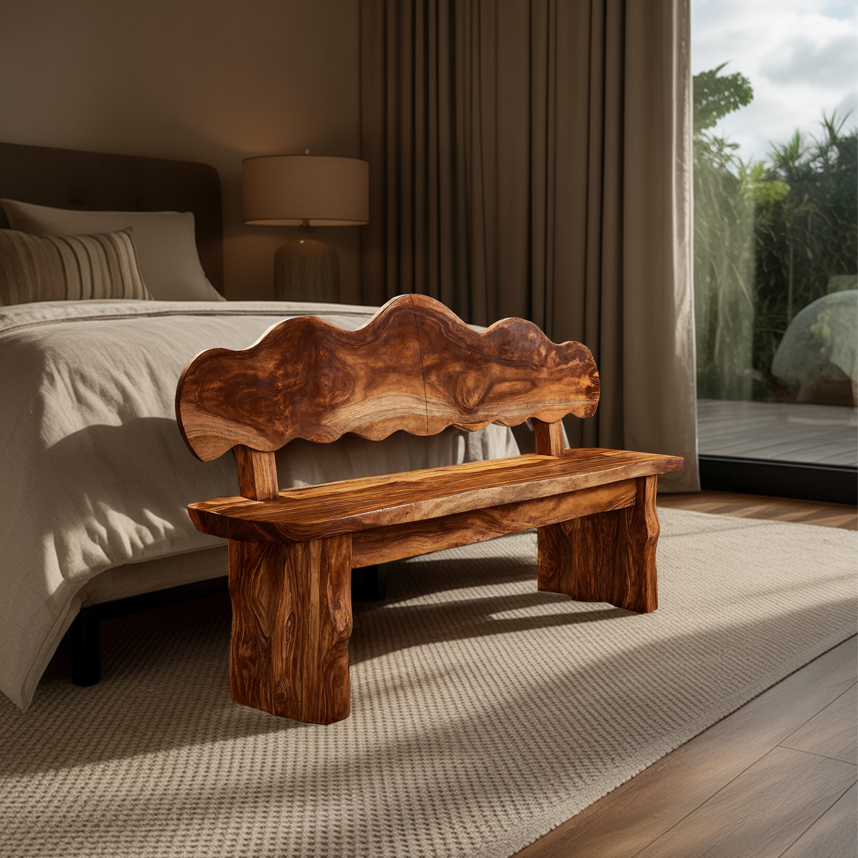 Handcrafted Live Edge Wood Bench For Hallway Furniture