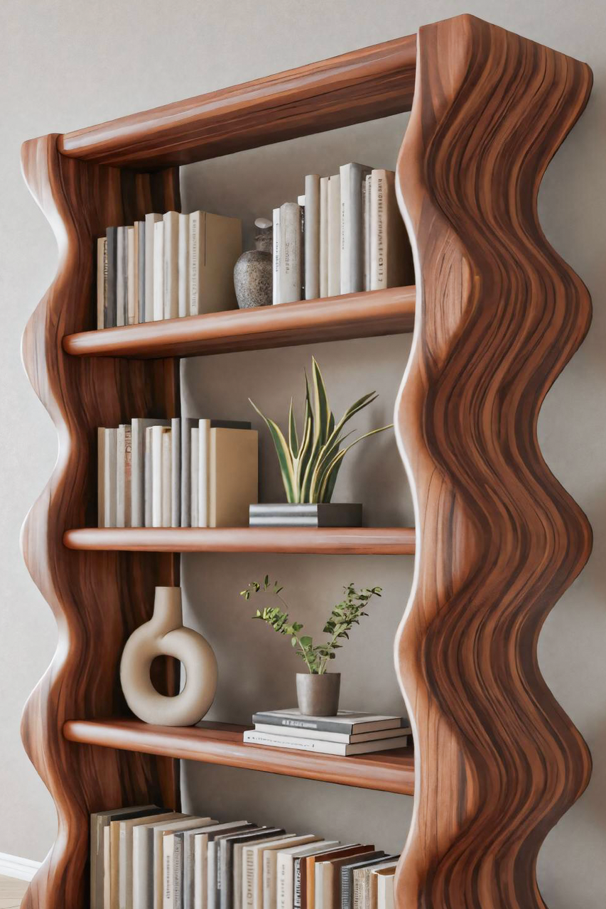 Modern Wave Bookshelf For Living Room Or Office