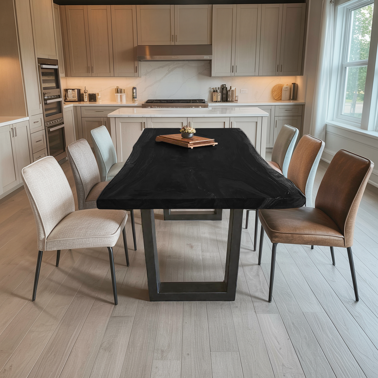 Kitchen Decor Mid Century Wooden Live Edge Dining Table