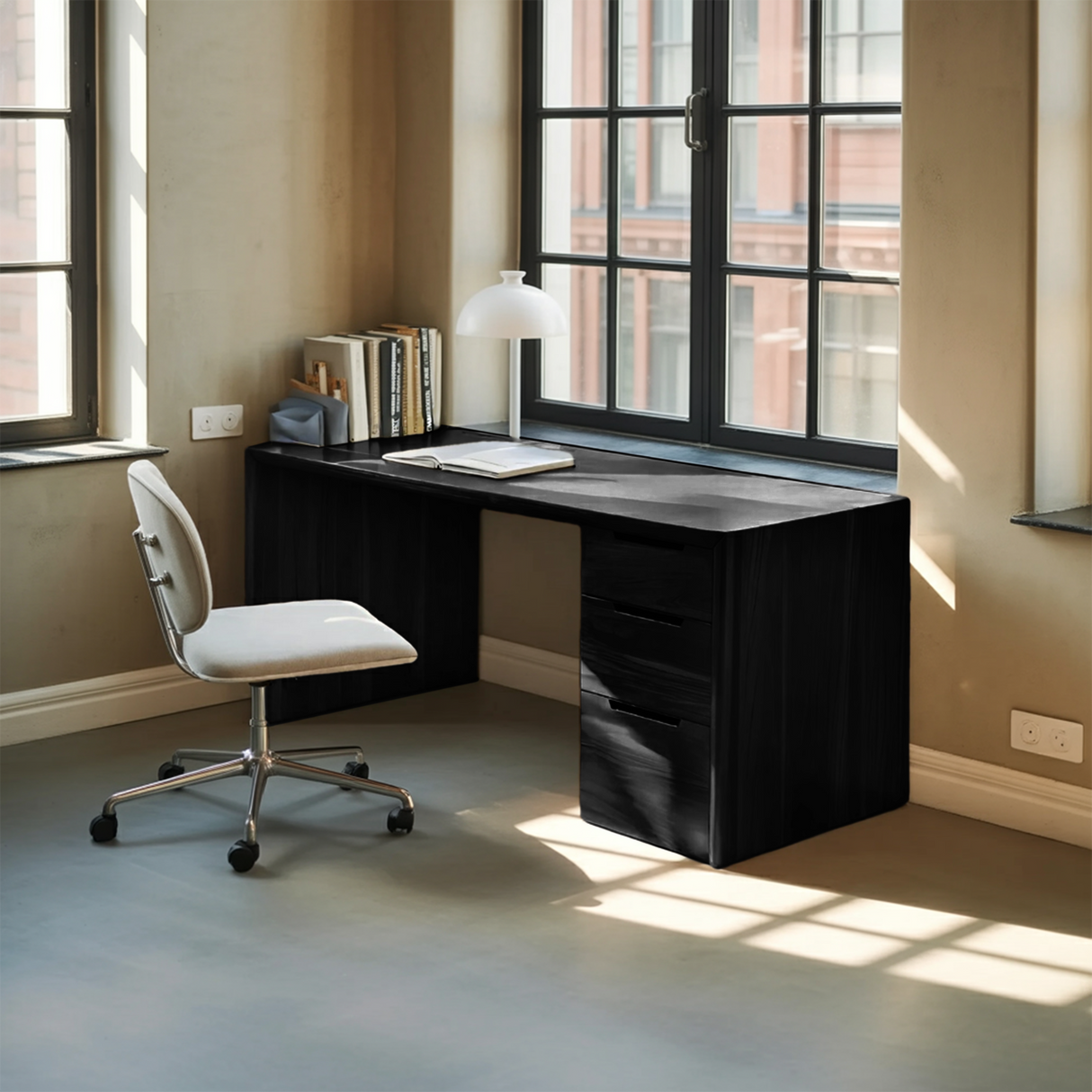 Modern Minimal Desk With Drawers For Home Office