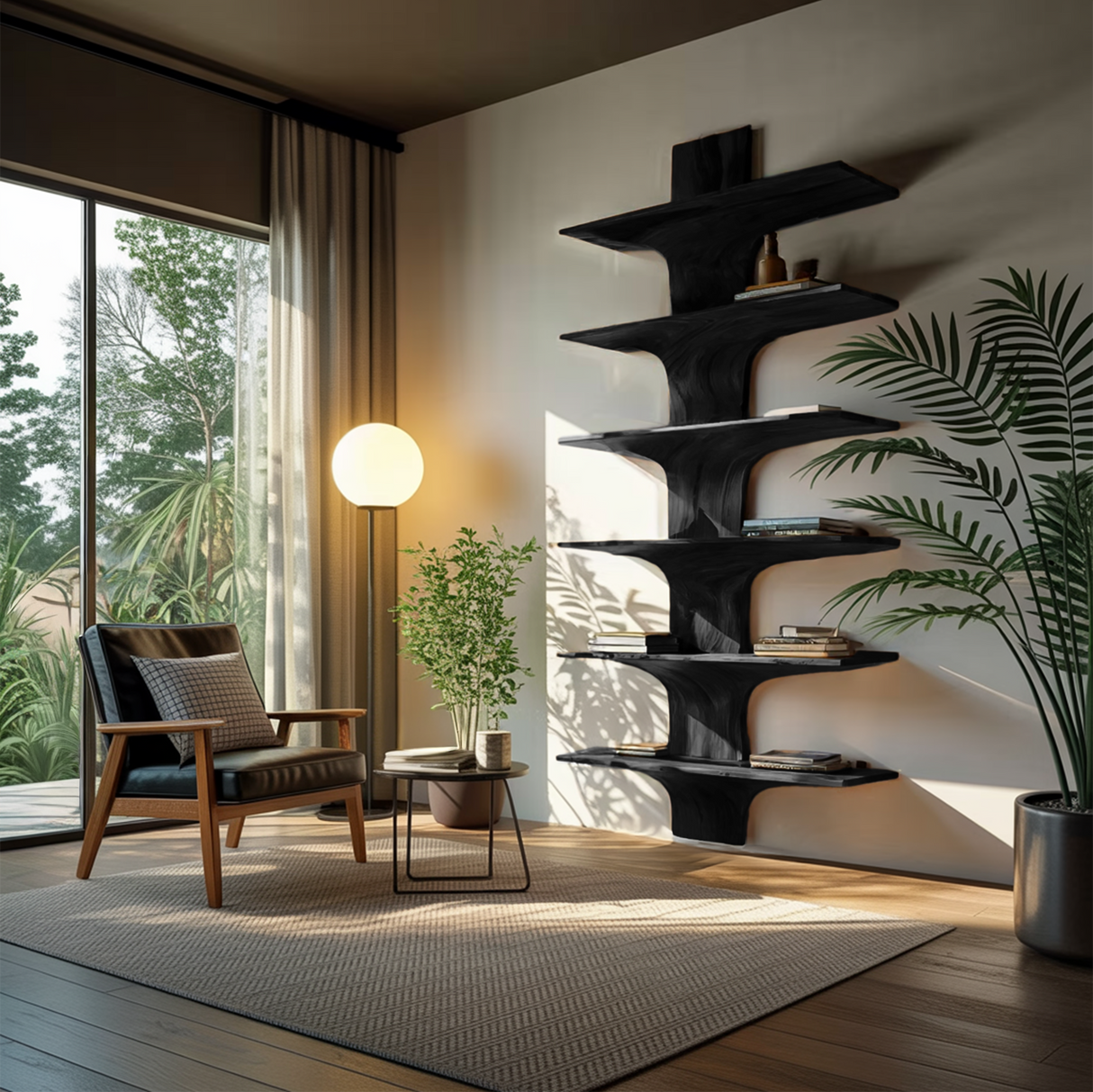 Contemporary Wood Wall Mounted Bookshelf For Home Interior