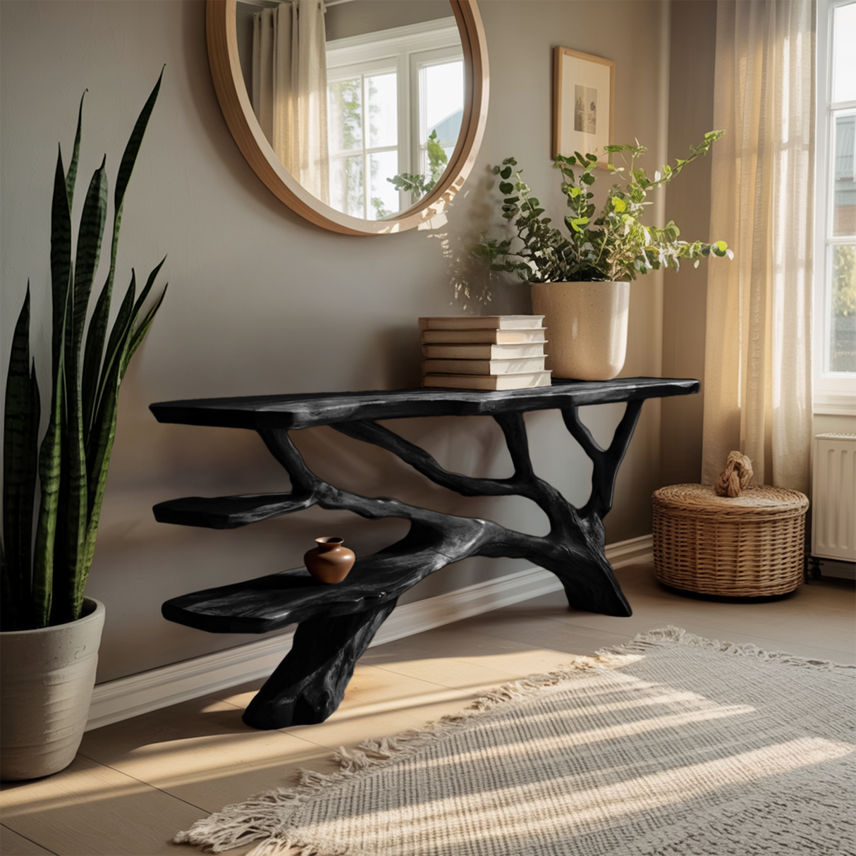 Handcrafted Live Edge Entryway Table For Bedroom Rustic Home Interior