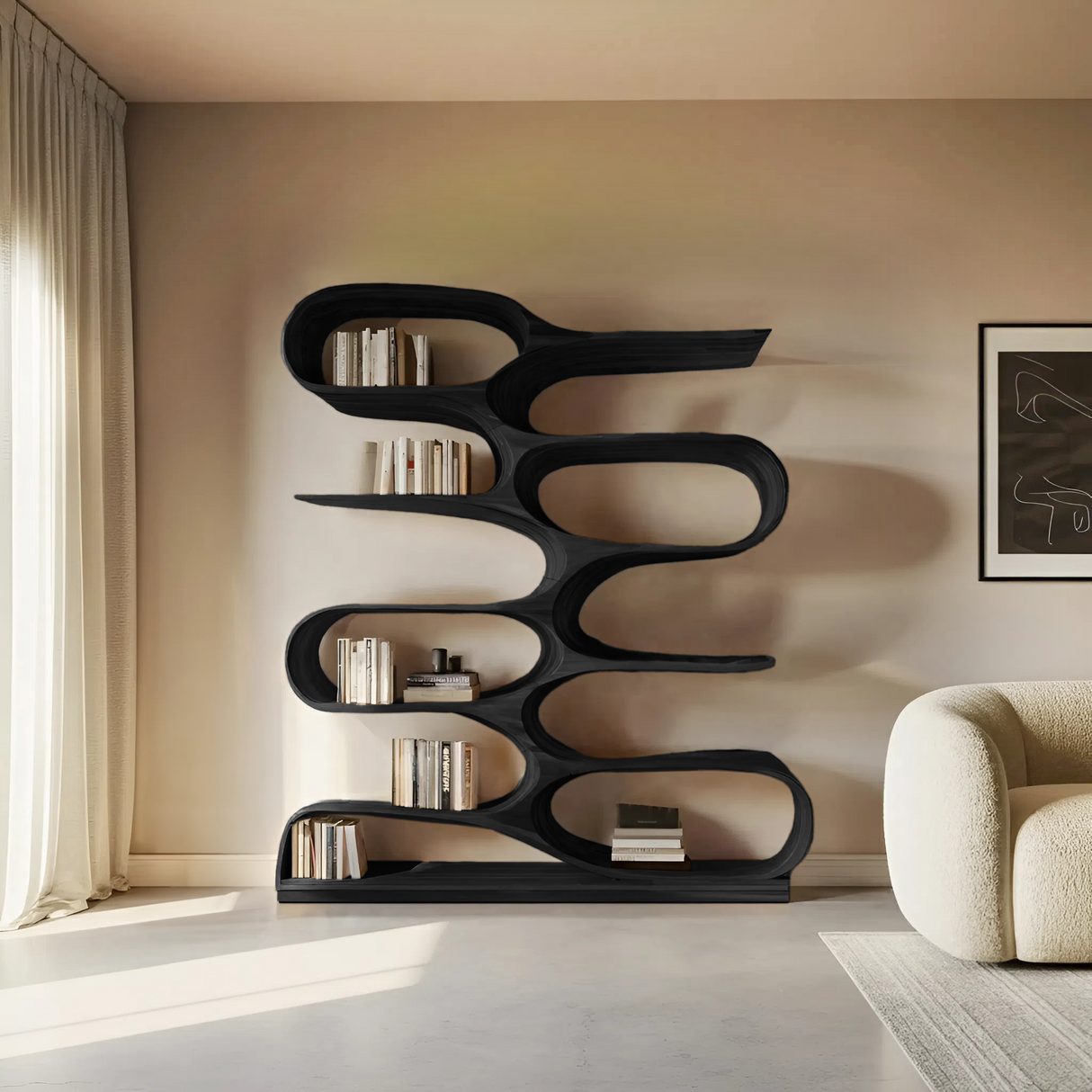 Organic Living Room Bookshelf For Home Decor