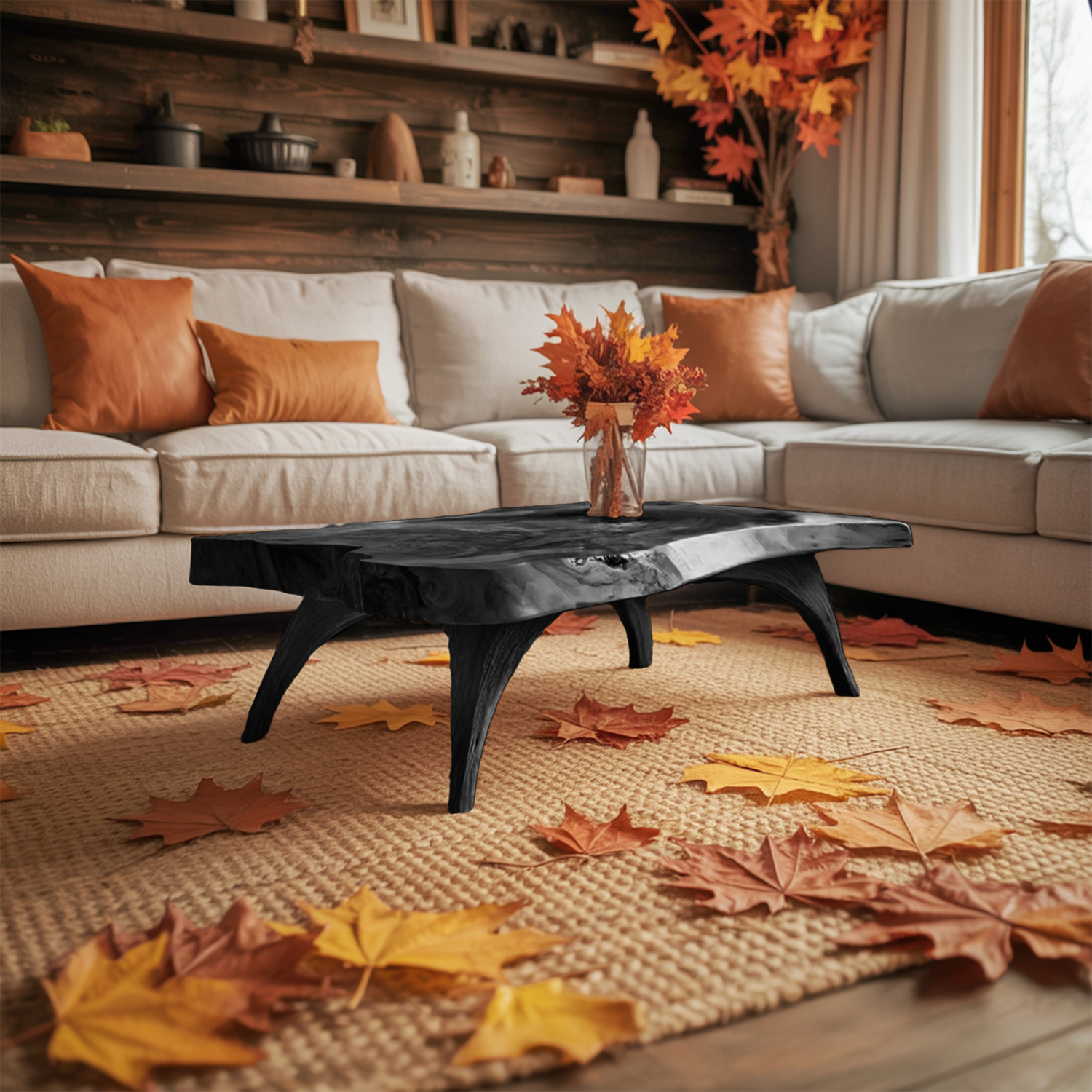 Mid Century Live Edge Coffee Table For Entryway Design Halloween Style