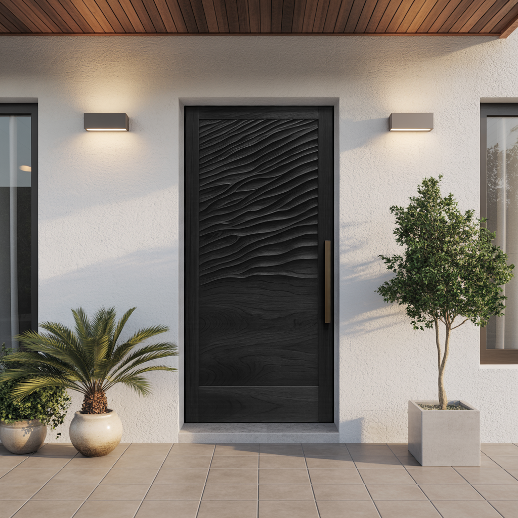 Modern Wave Pattern Front Door Design For Entryway