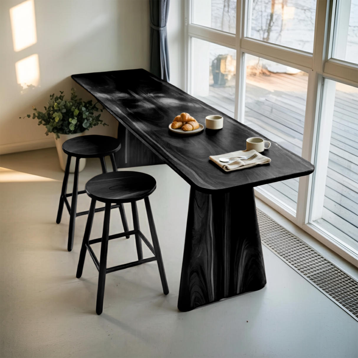 Modern Minimalist Wood Bar Table For Kitchen And Dining