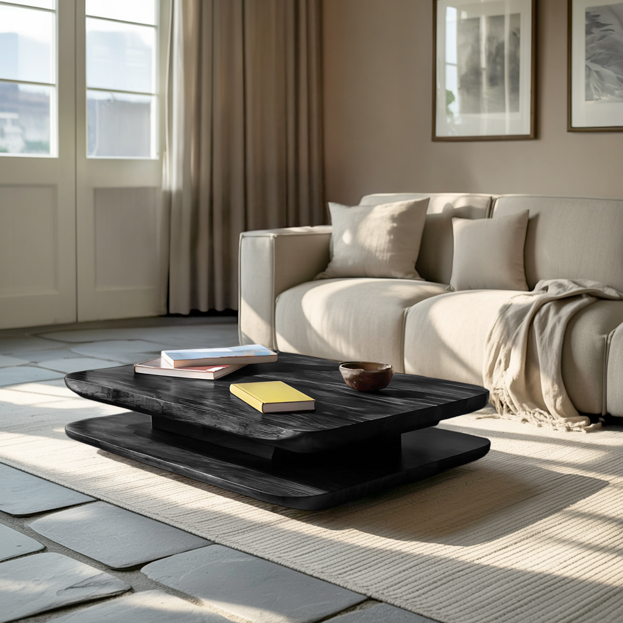 Minimalist Coffee Table Two Layers For Living Decor