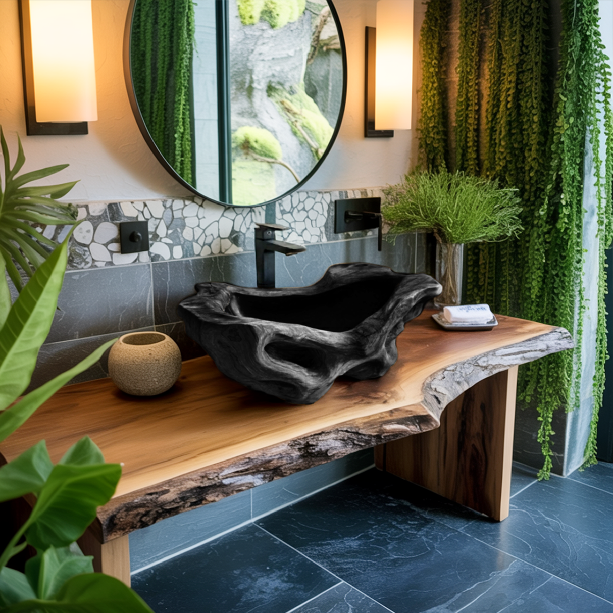 Rustic Wood Wash Basin For Vintage Bathroom