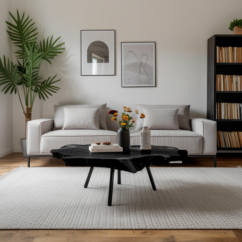 Rustic Wood Table For Boho Style Living Room