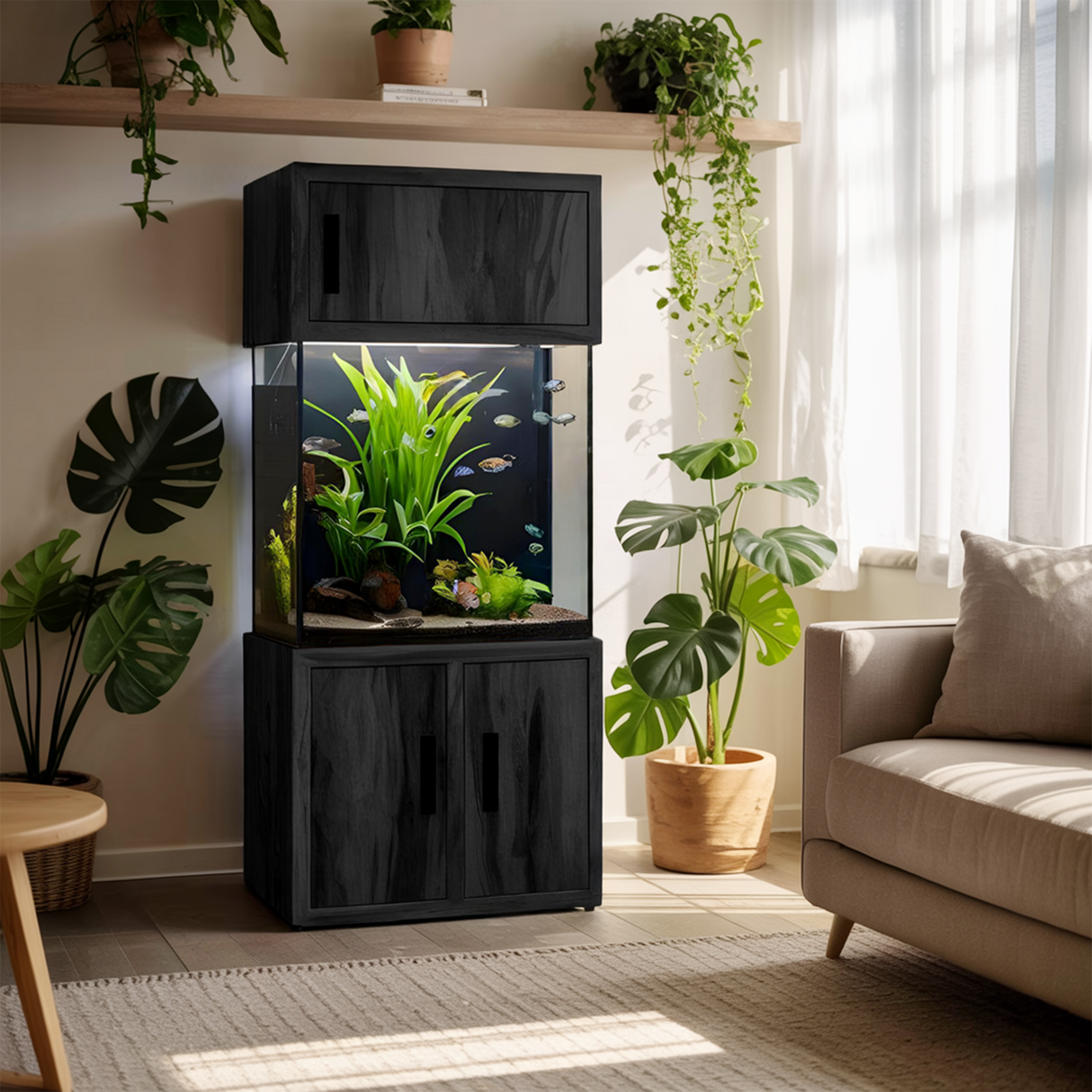 Rustic Aquarium Cabinet For Living Room Corner