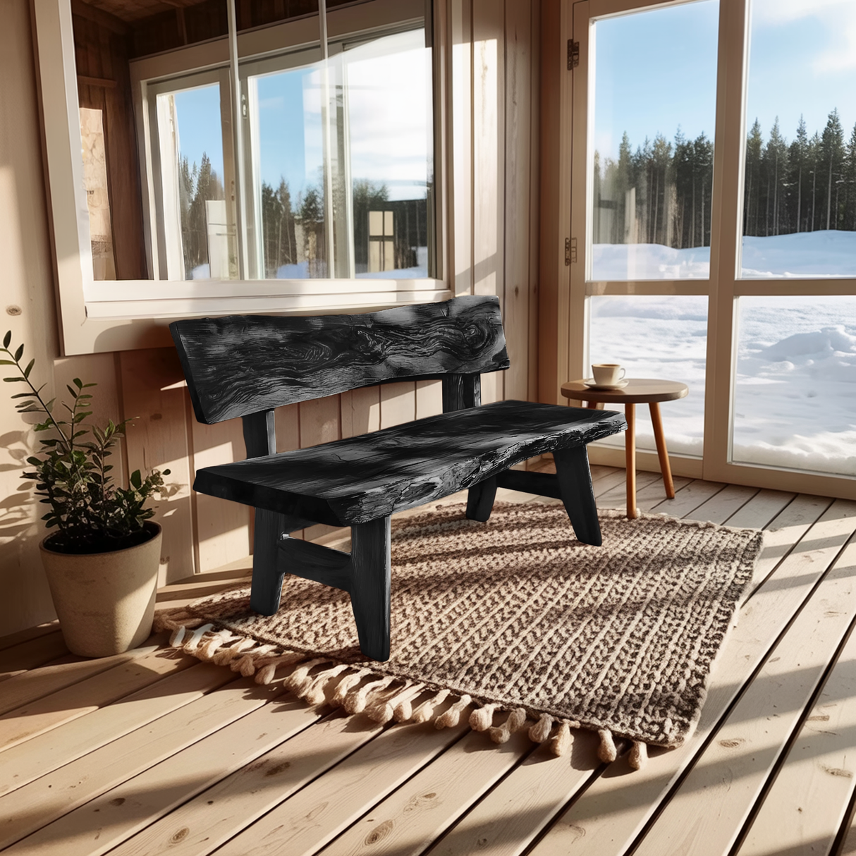 Live Edge Outdoor Wood Bench For Patio And Backyard