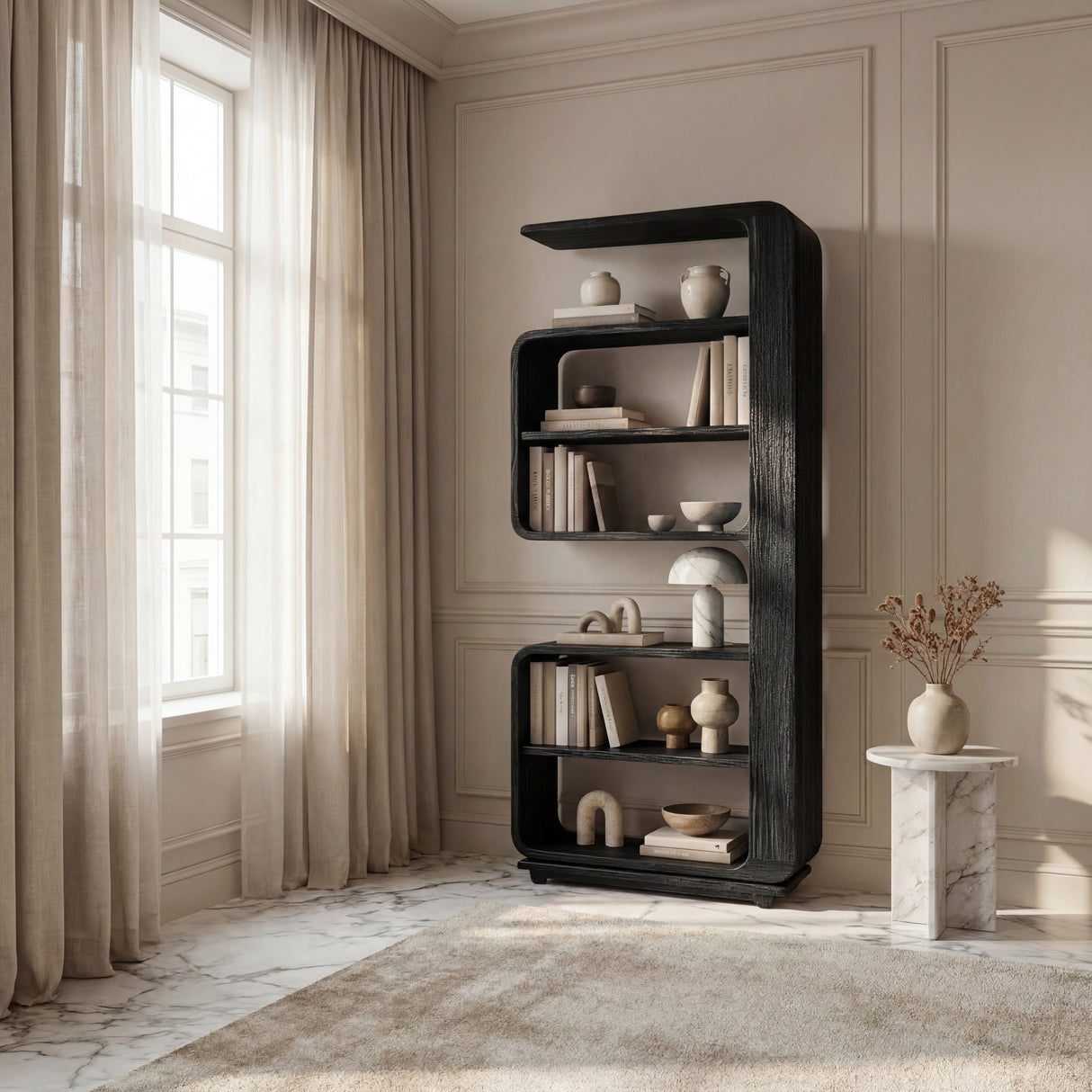 Minimalist Wooden Standing Shelf For Living Room
