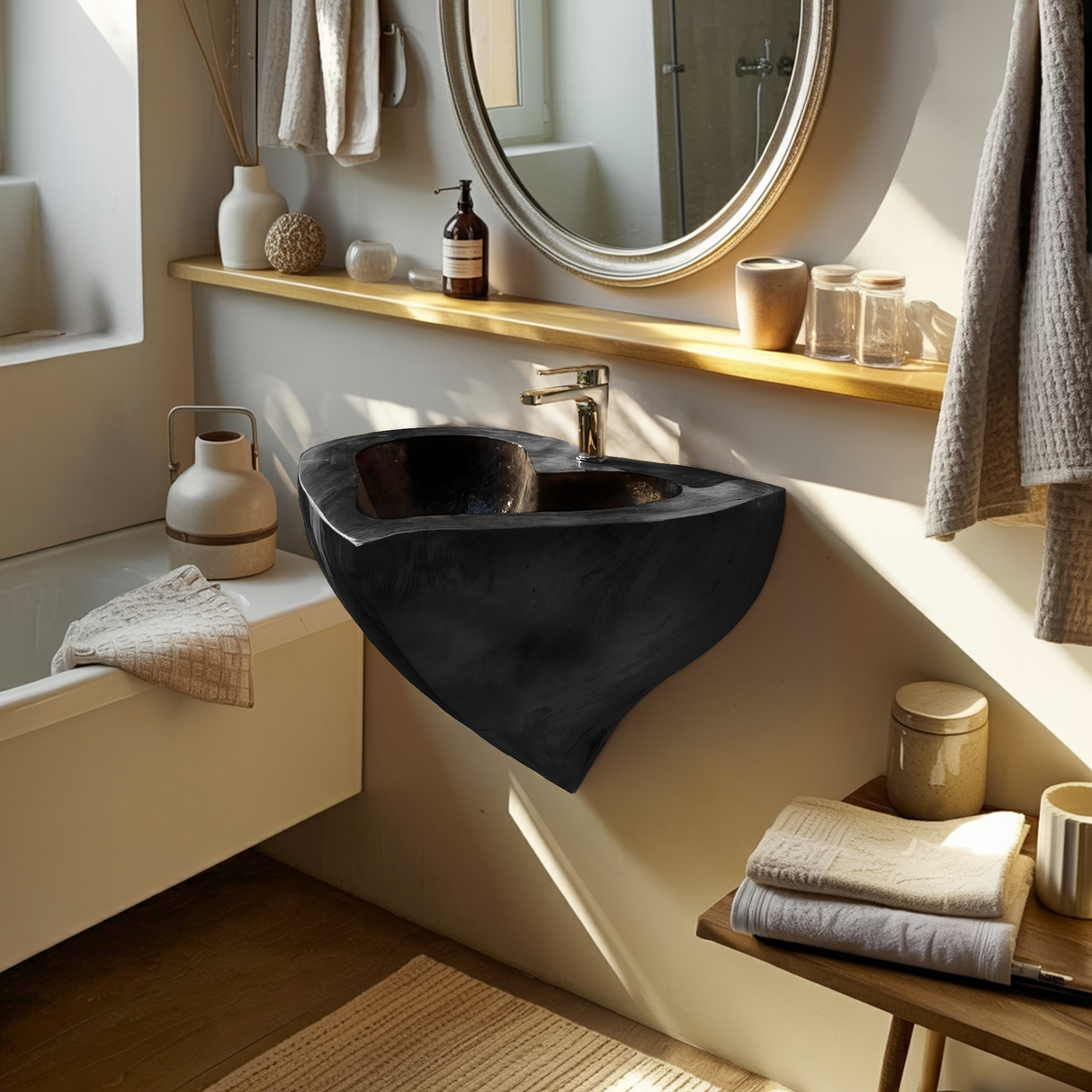 Mid Century Solid Wood Vanity Sink For Modern Bathroom Furniture Decor