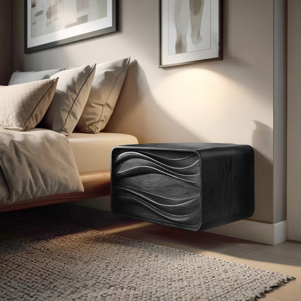 Organic Sculptural Floating Bedside Table For Bedroom Decor