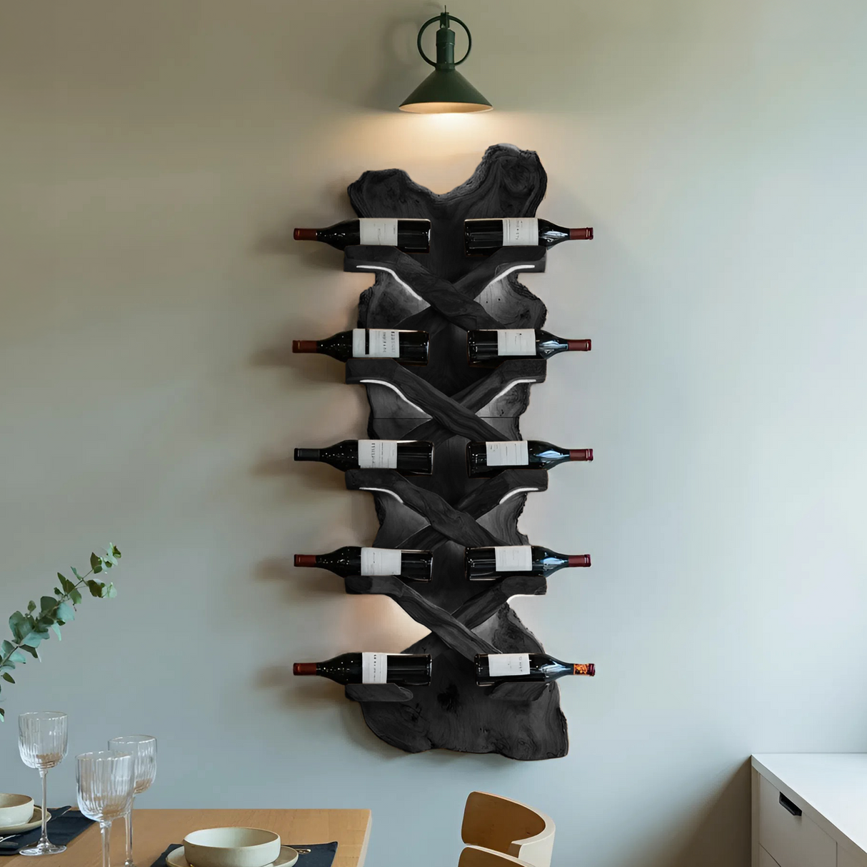 Handcrafted Solid Wood Wine Rack For Bar Decor And Storage