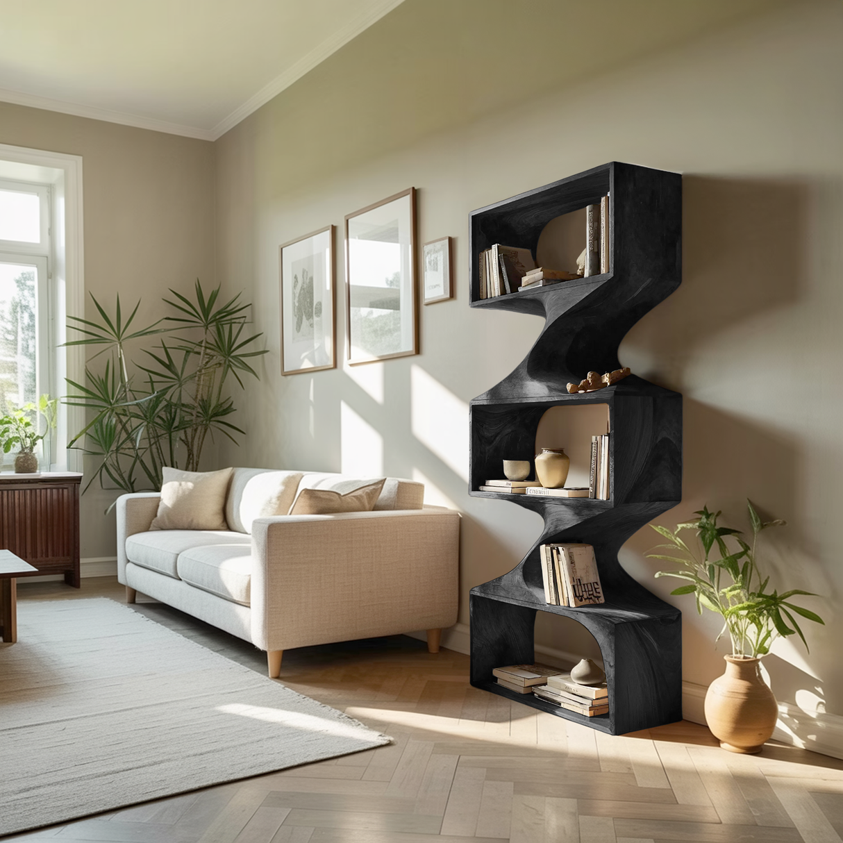 Modern Sculptural Wall Bookcase For Living Room Or Office