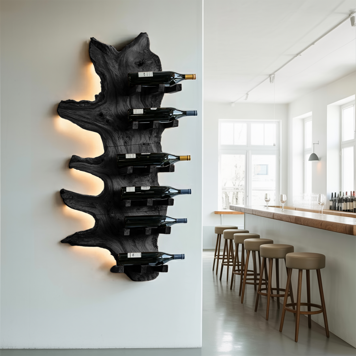 Modern Live Edge Wine Rack For Furniture Decor And Wine Shelf