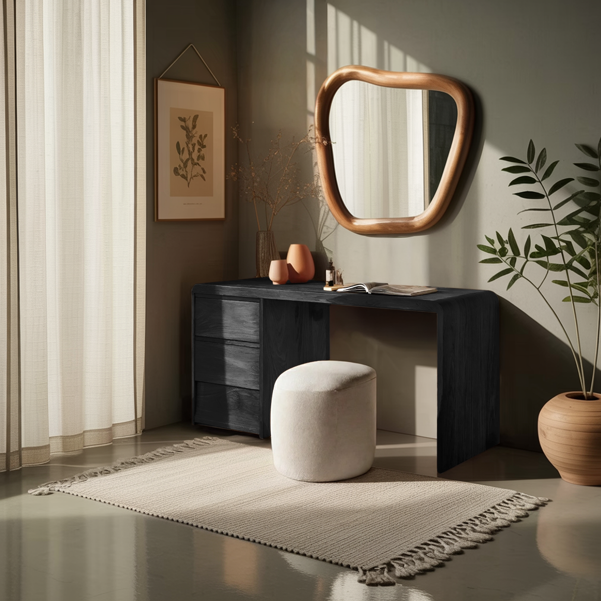 Modern Organic Vanity Table For Bedroom Space