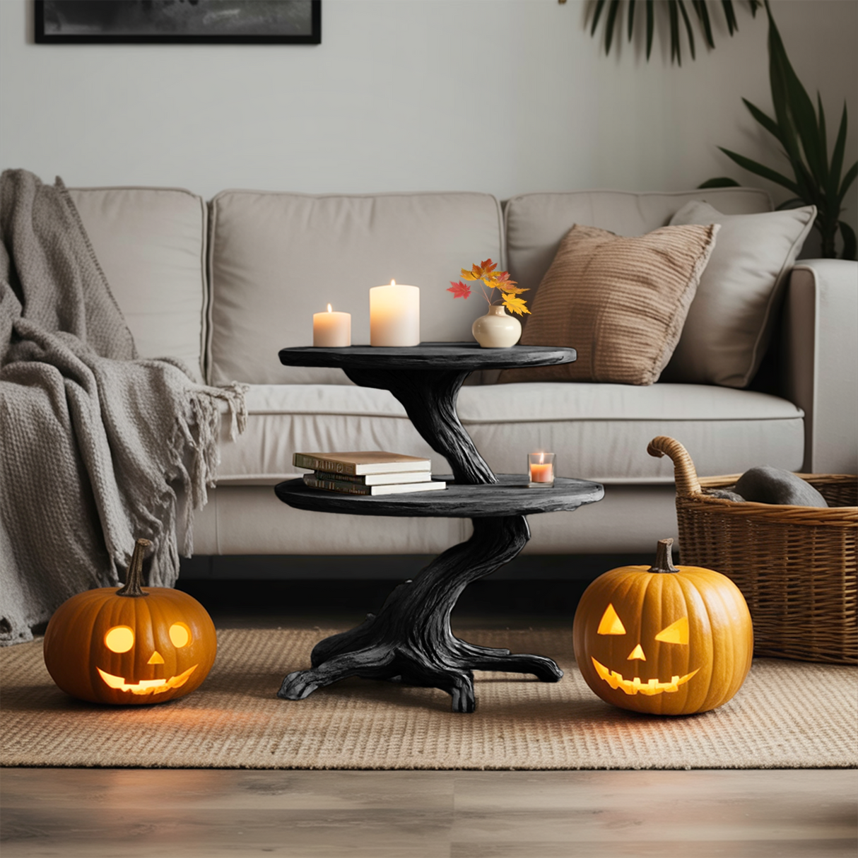 Rustic Solid Wood End Table For Modern Living Room