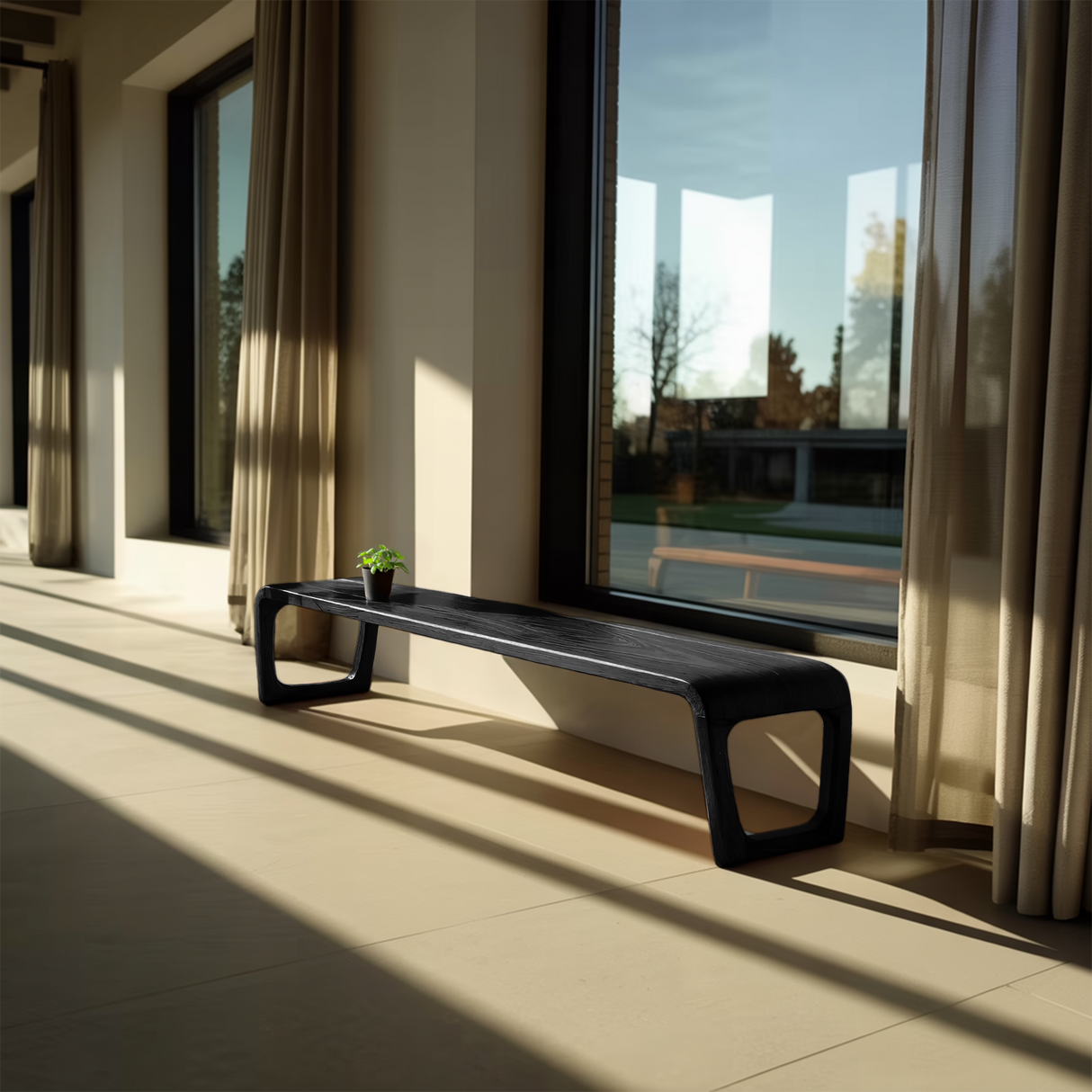 Elegant Sculptural Entryway Bench For Modern Hallway Seating