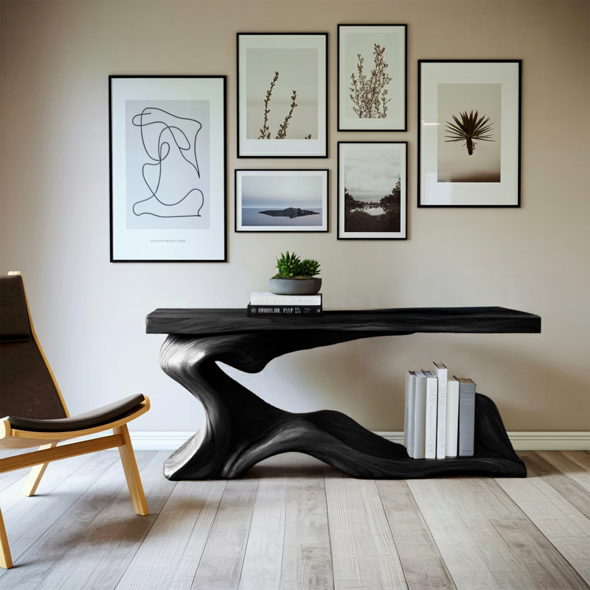 Rustic Live Edge Desk Entryway Design