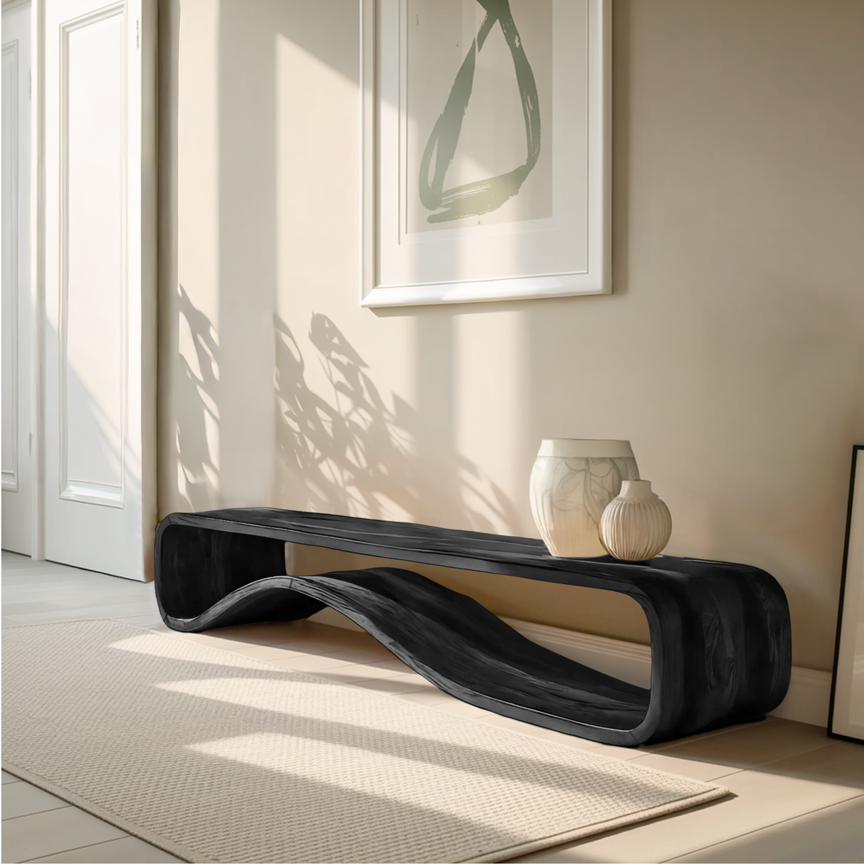 Organic Modern Bench Curved Sculptural For Home Furniture