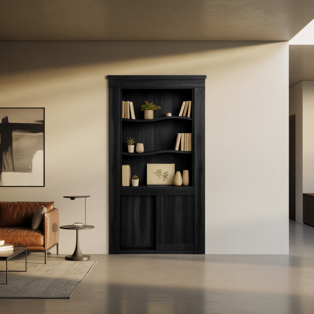 Rustic Hidden Bookshelf Door For Home Library And Entryway