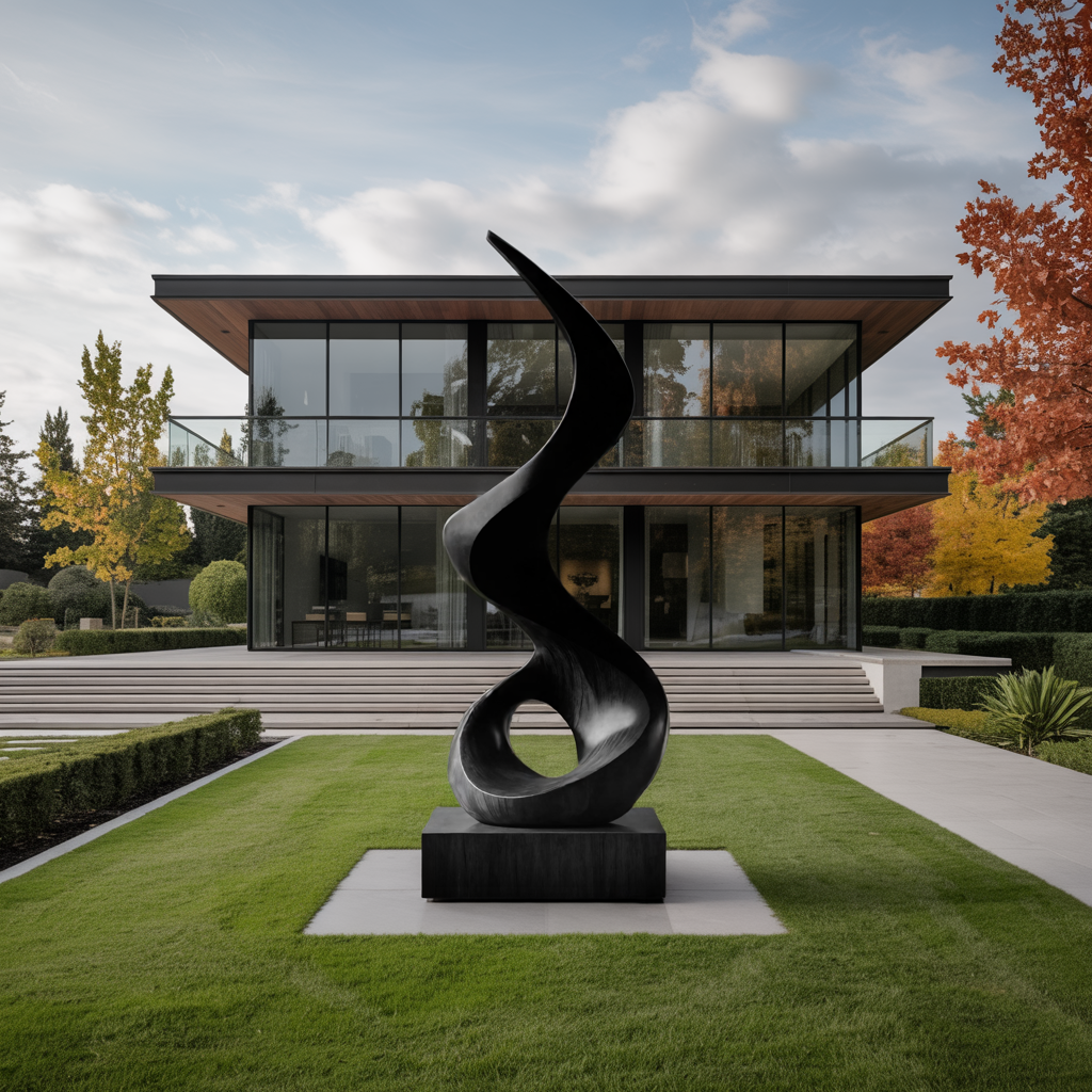 Mid Century Abstract Wooden Sculpture For Outdoor Garden