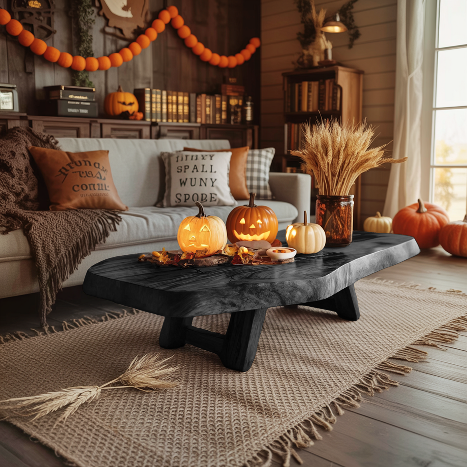 Mid Century Wooden Live Edge Coffee Table For Living Room Haunted Decor