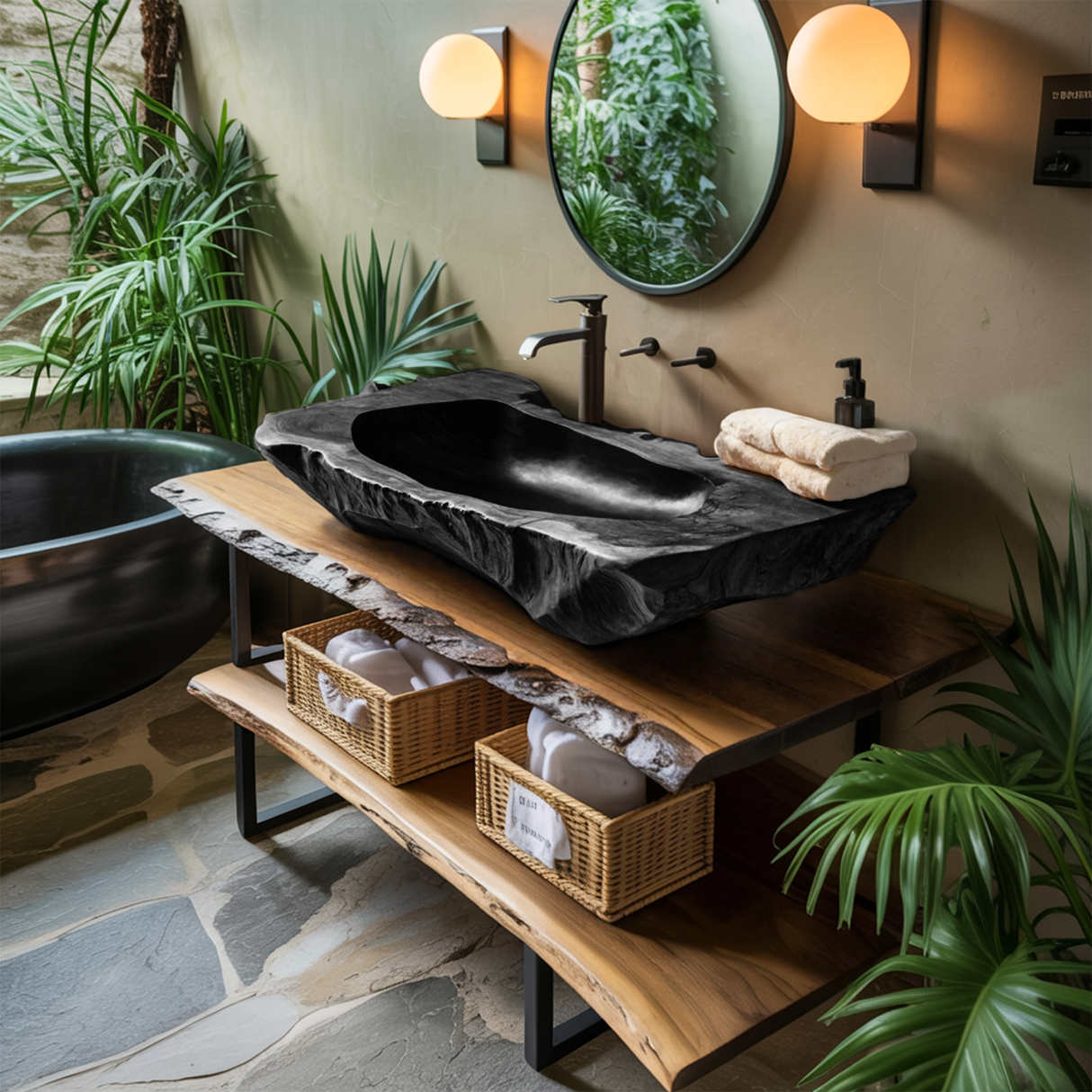 Handcrafted Solid Wood Sink For Farmhouse Bathroom Decor