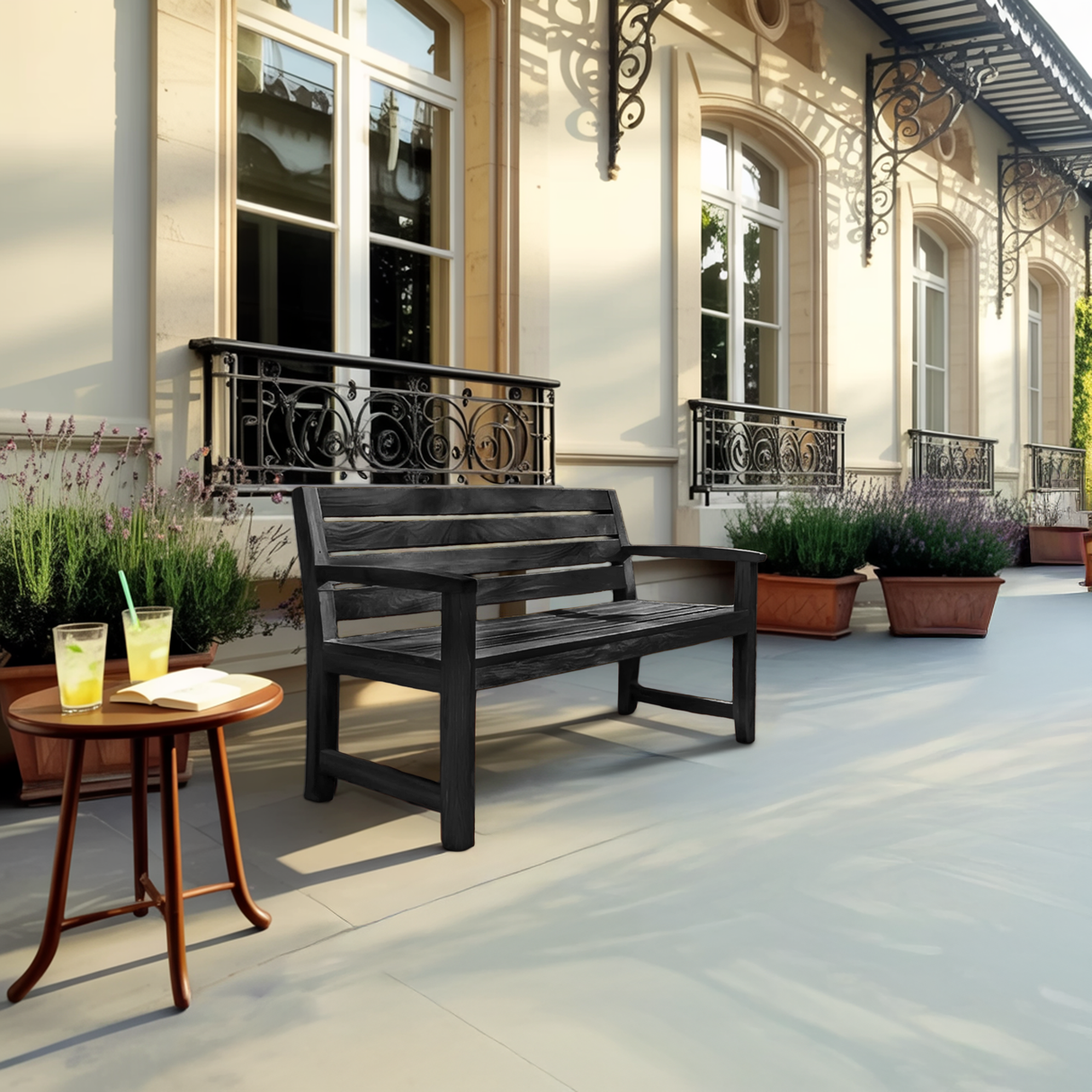 Rustic Outdoor Wood Bench For Natural Landscape