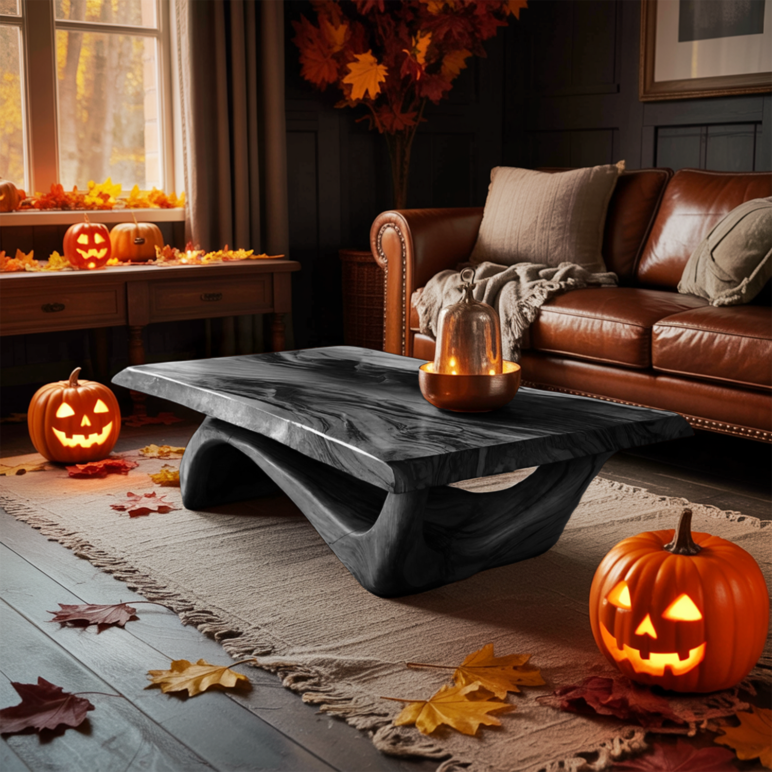 Modern Solid Wood Coffee Table Livingroom Decor Spooky Haunted Style