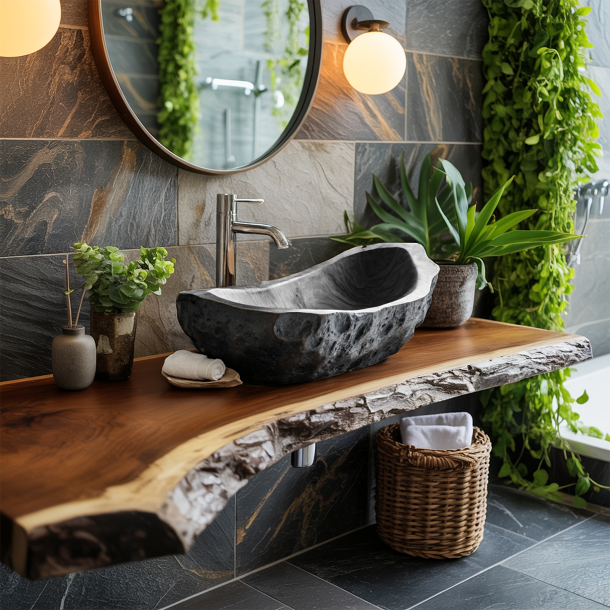 Rustic Solid Wood Sink For Elegant Bathroom