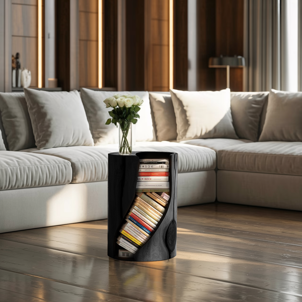 Modern Organic Bookcase With Accent Design For Living Room