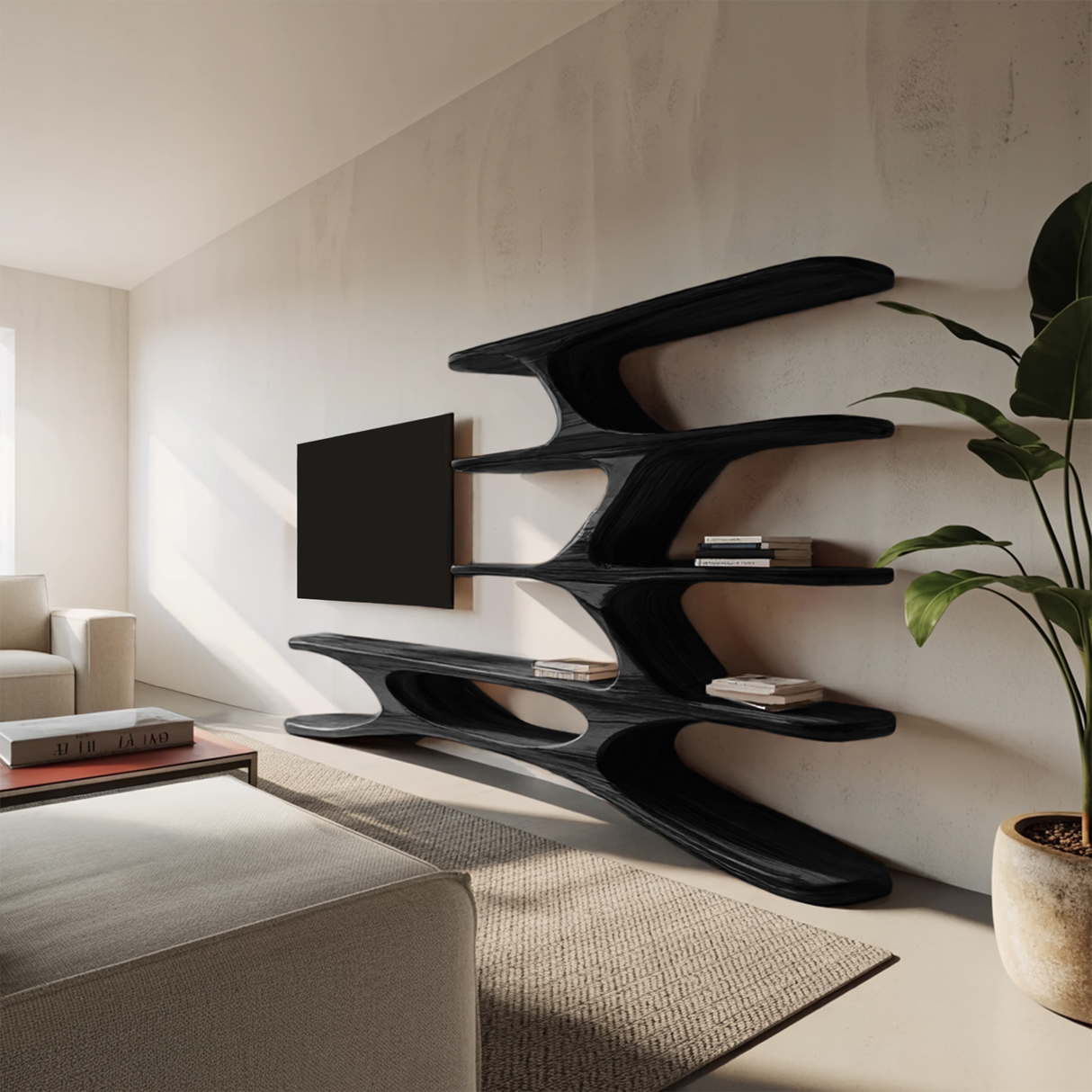 Organic TV Cabinet Branches Design For Contemporary Home Decor