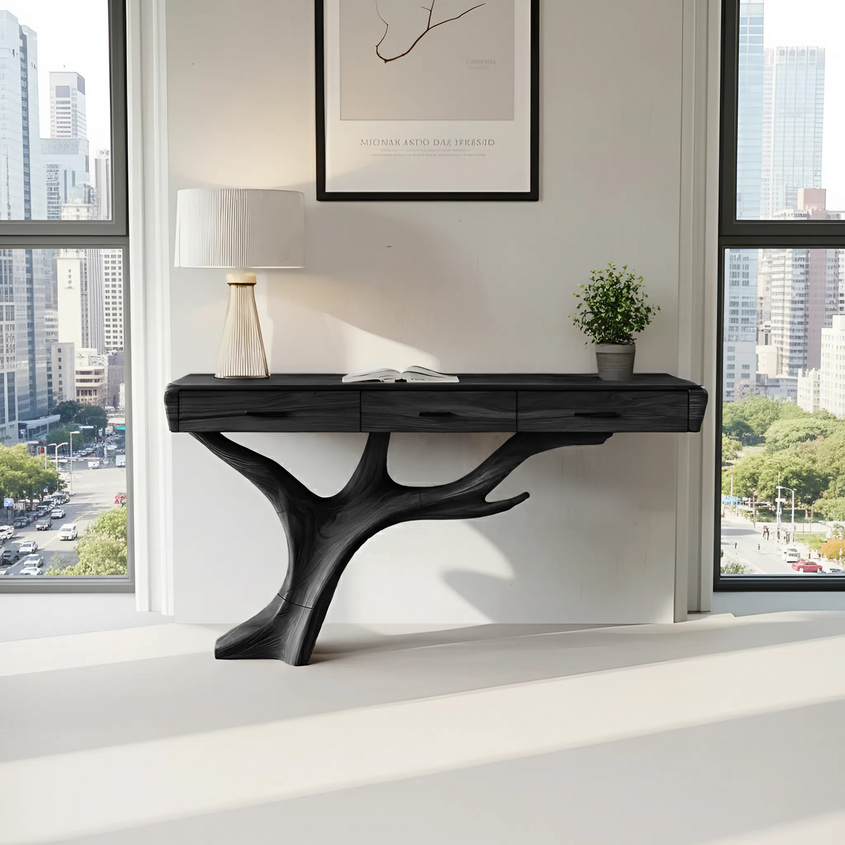 Mid Century Solid Wood Dressing Table For Living Room