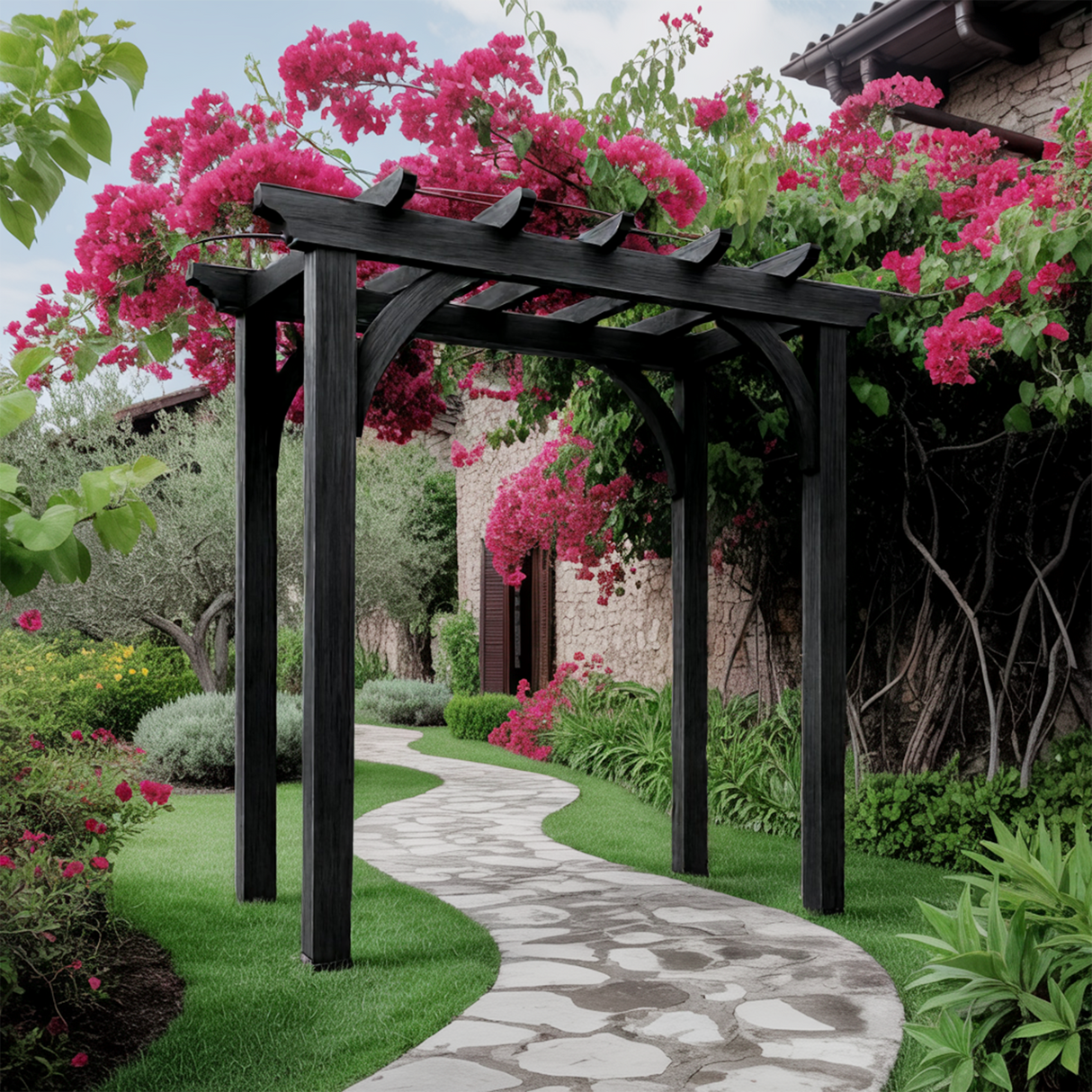 Rustic Garden Arbor Arch For Outdoor Pathways