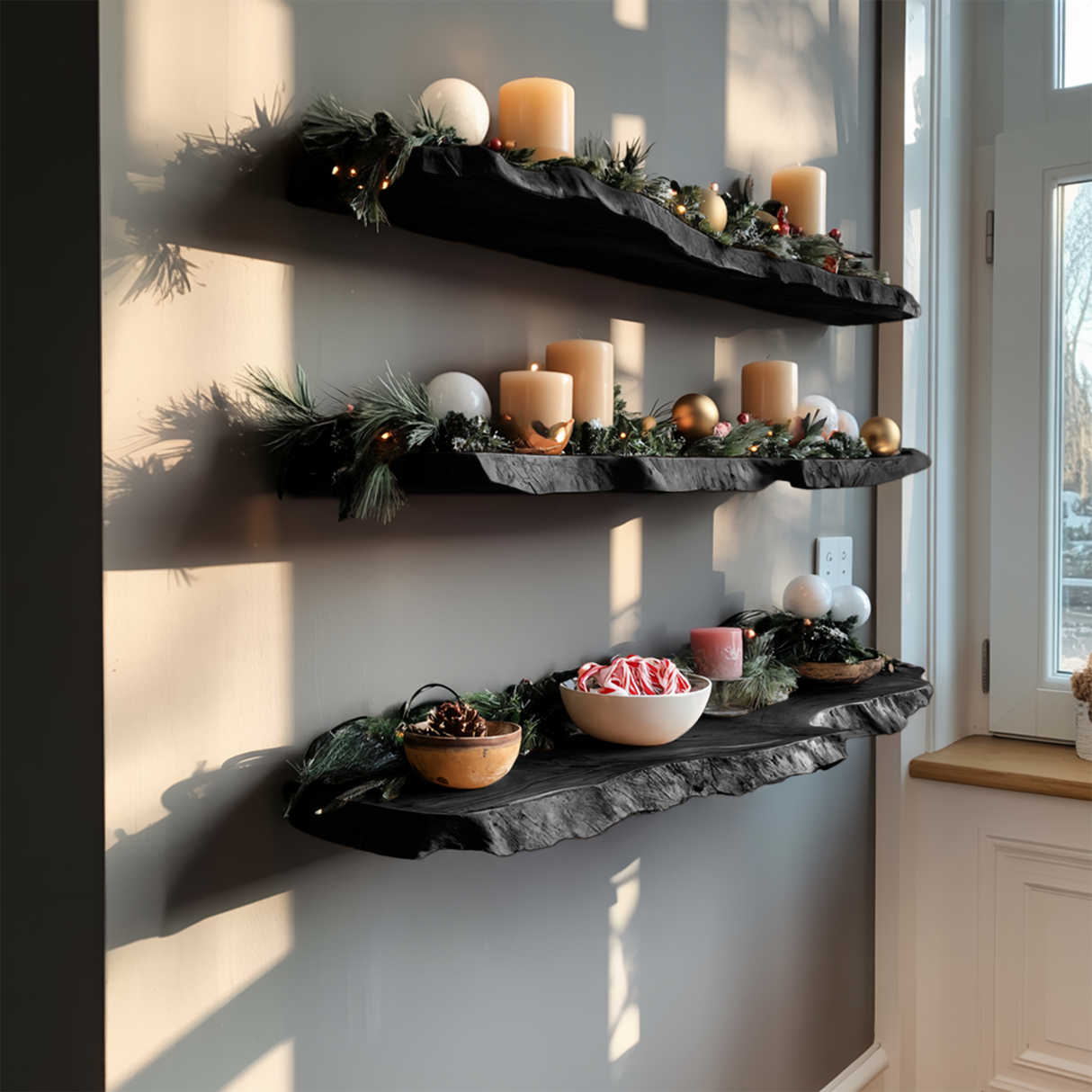 Mid Century Solid Wood Floating Shelf For Stylish Holiday Bedroom Decor