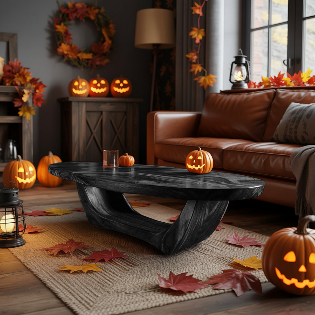 Handcrafted Wooden Live Edge Coffee Table For Living Room Halloween Style