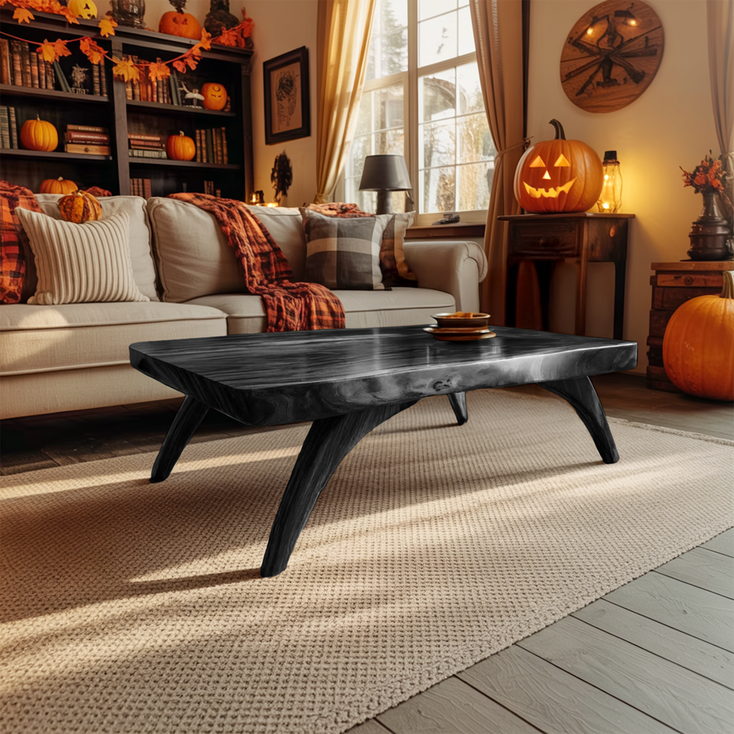 Handcrafted Wooden Live Edge Coffee Table Livingroom Decor Ghost Vibes