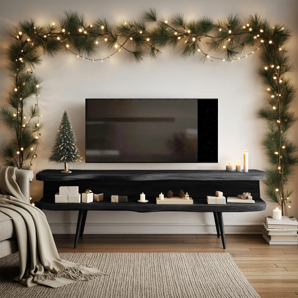 Modern Wooden TV Console For Holiday Living Room Furniture Decor