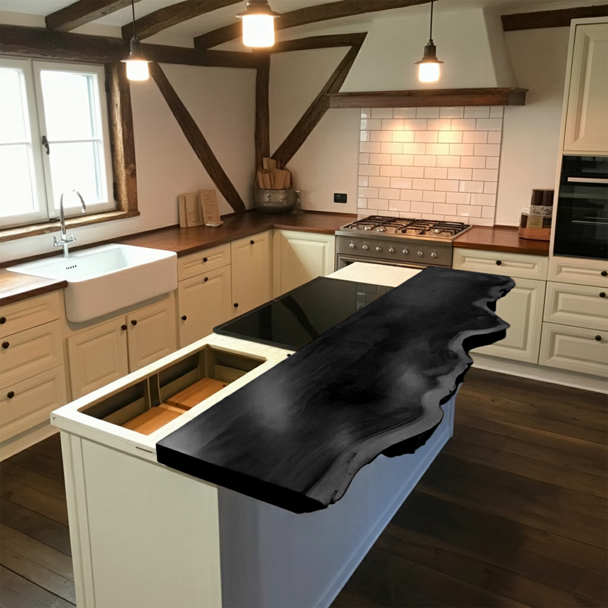 Live Edge Kitchen Island Countertop For Custom Kitchen Remodel Or Renovation