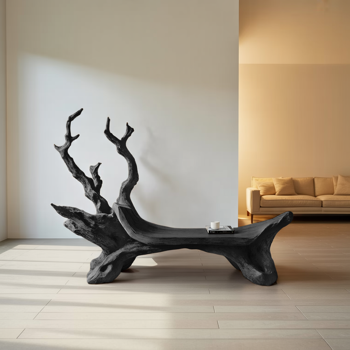 Mid Century Wooden Bench For Modern Living Room Decor