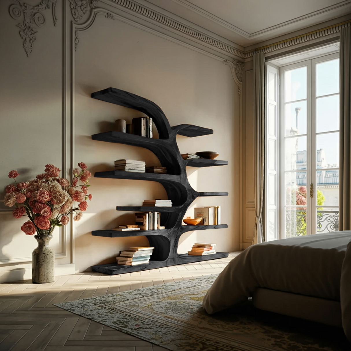 Handcrafted Curved Bookshelf For Living Room Furniture