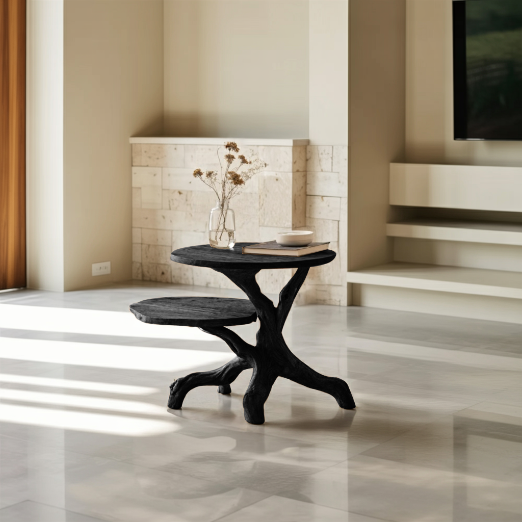 Rustic Round End Table Cozy Living Room Style