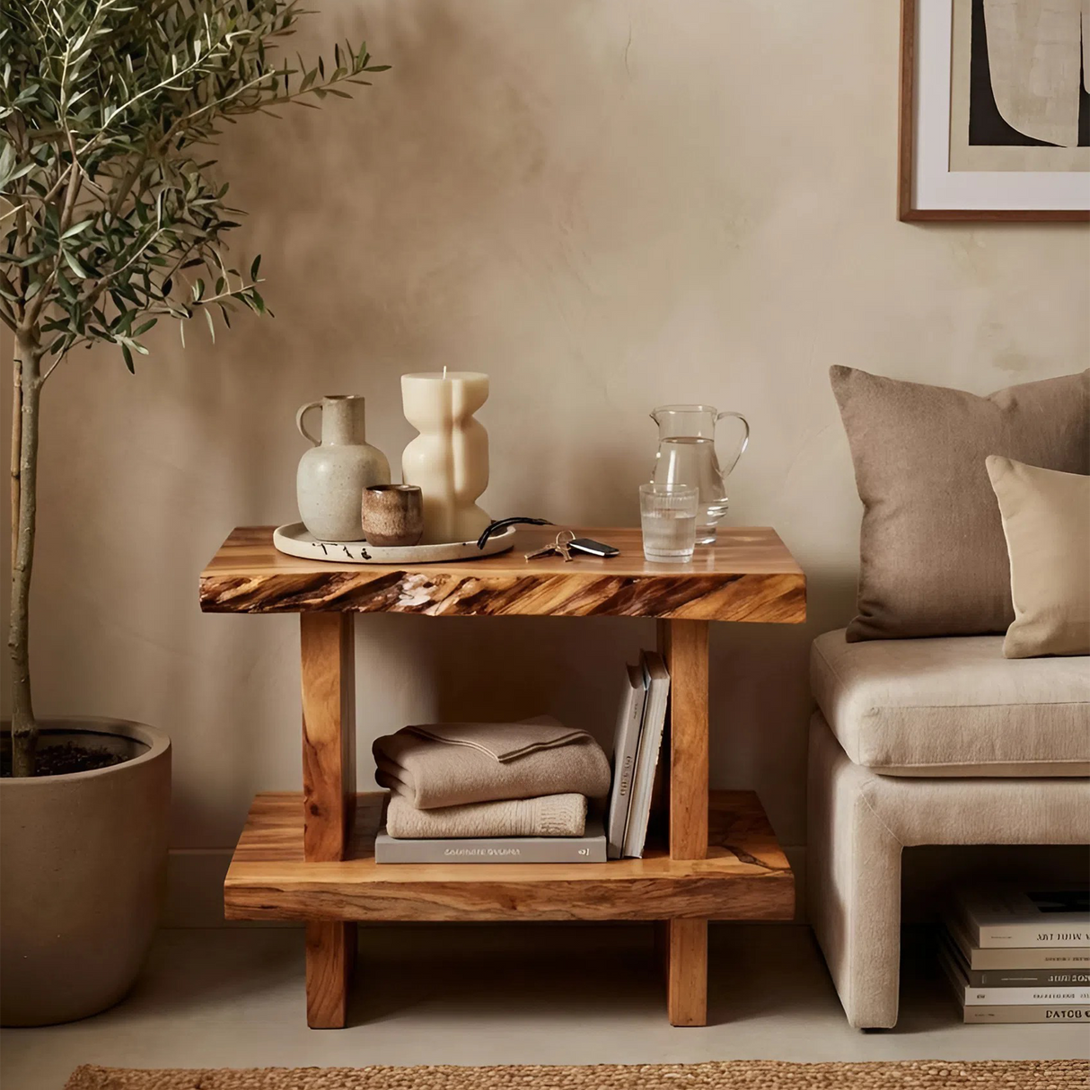 Artistic Large Display Shelf For Living Room Storage And Decor