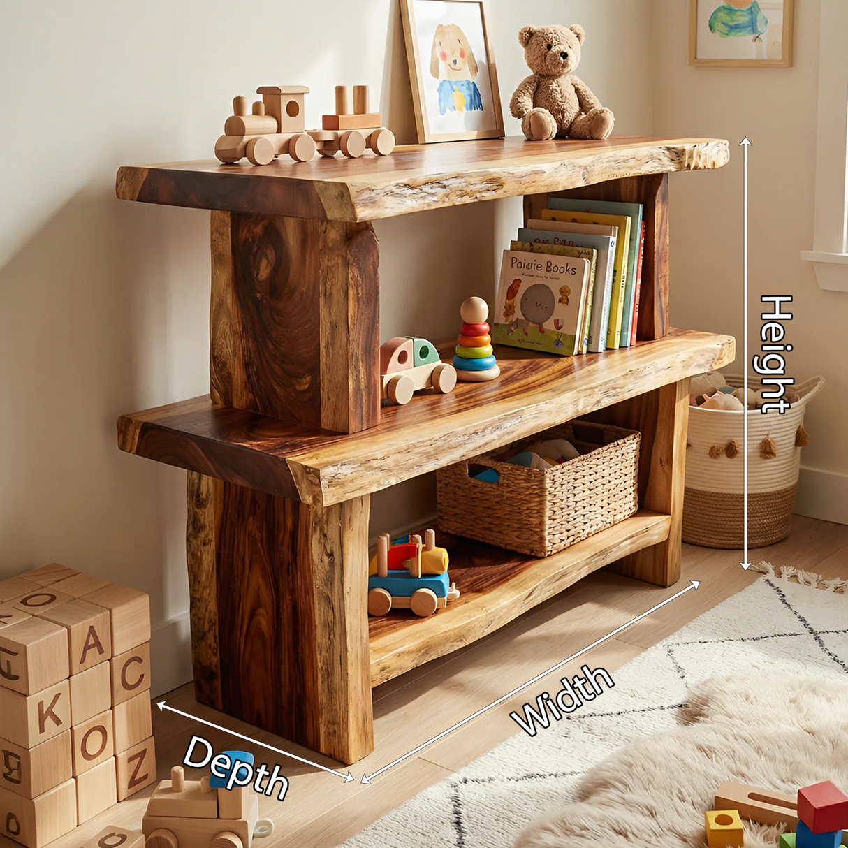 Mid Century Wood Bookshelf For Living Room Storage And Home Decor